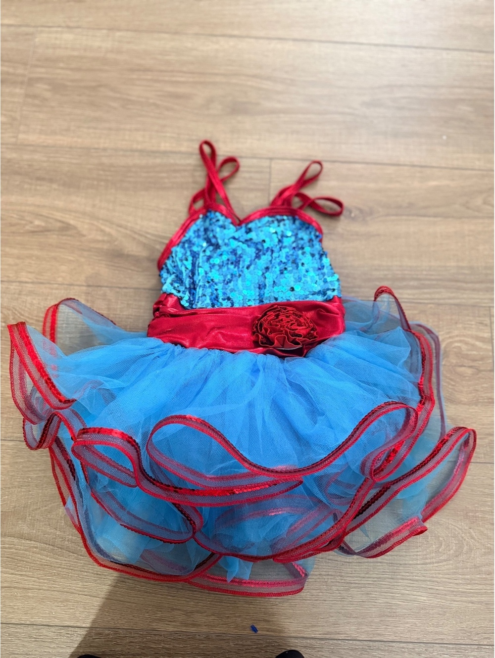 Girls Blue Red Sequin Tutu Dress Dance Recital Costume Pageant Party Princess